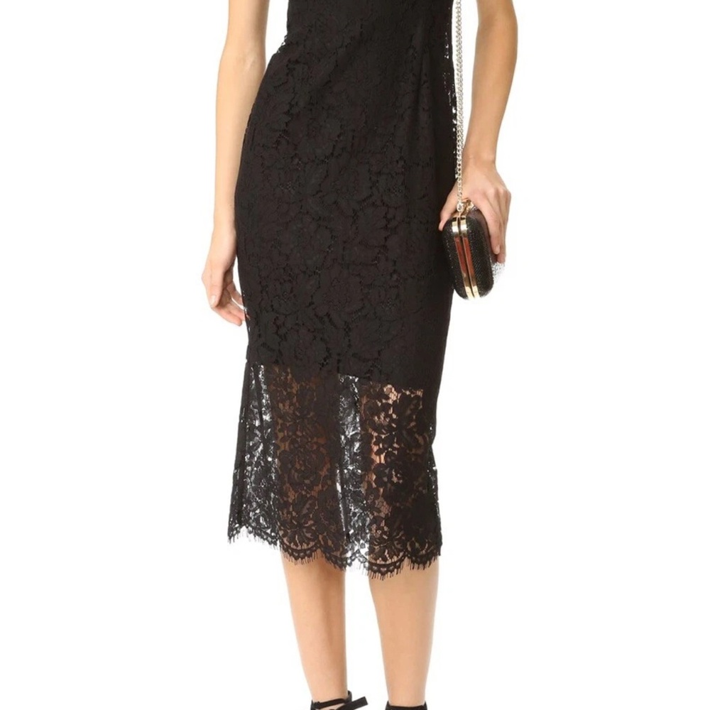 Diane Von Furstenberg Carly Black Lace Midi Dress Size 10 - Picture 10 of 10